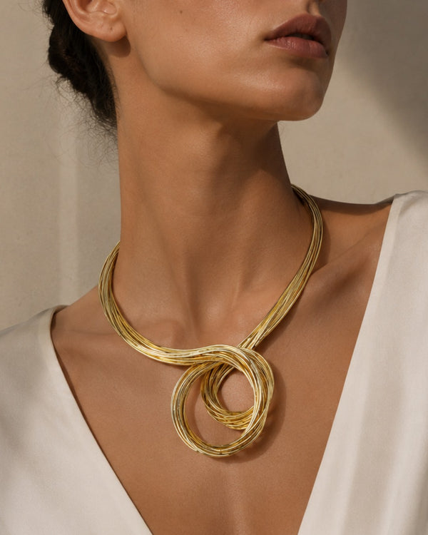 Twisted Gold Sculpture Necklace