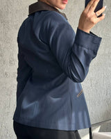 Two-Tone Collared Zip Jacket