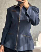 Two-Tone Collared Zip Jacket
