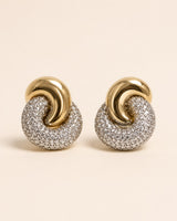 Two-Tone Pavé Knot Earrings