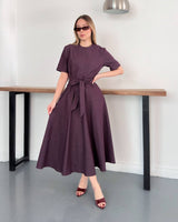 Velour Midi Dress + Belt