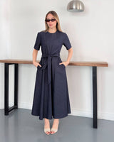 Velour Midi Dress + Belt