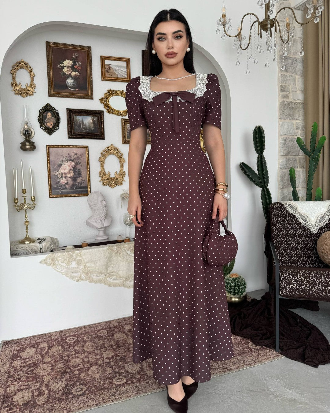 Vintage Polka Maxi Dress