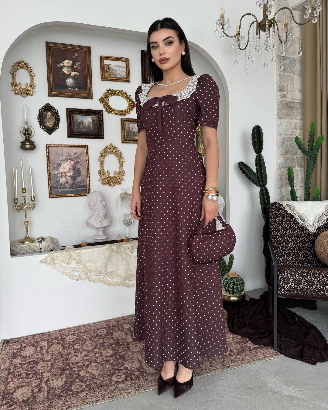 Vintage Polka Maxi Dress
