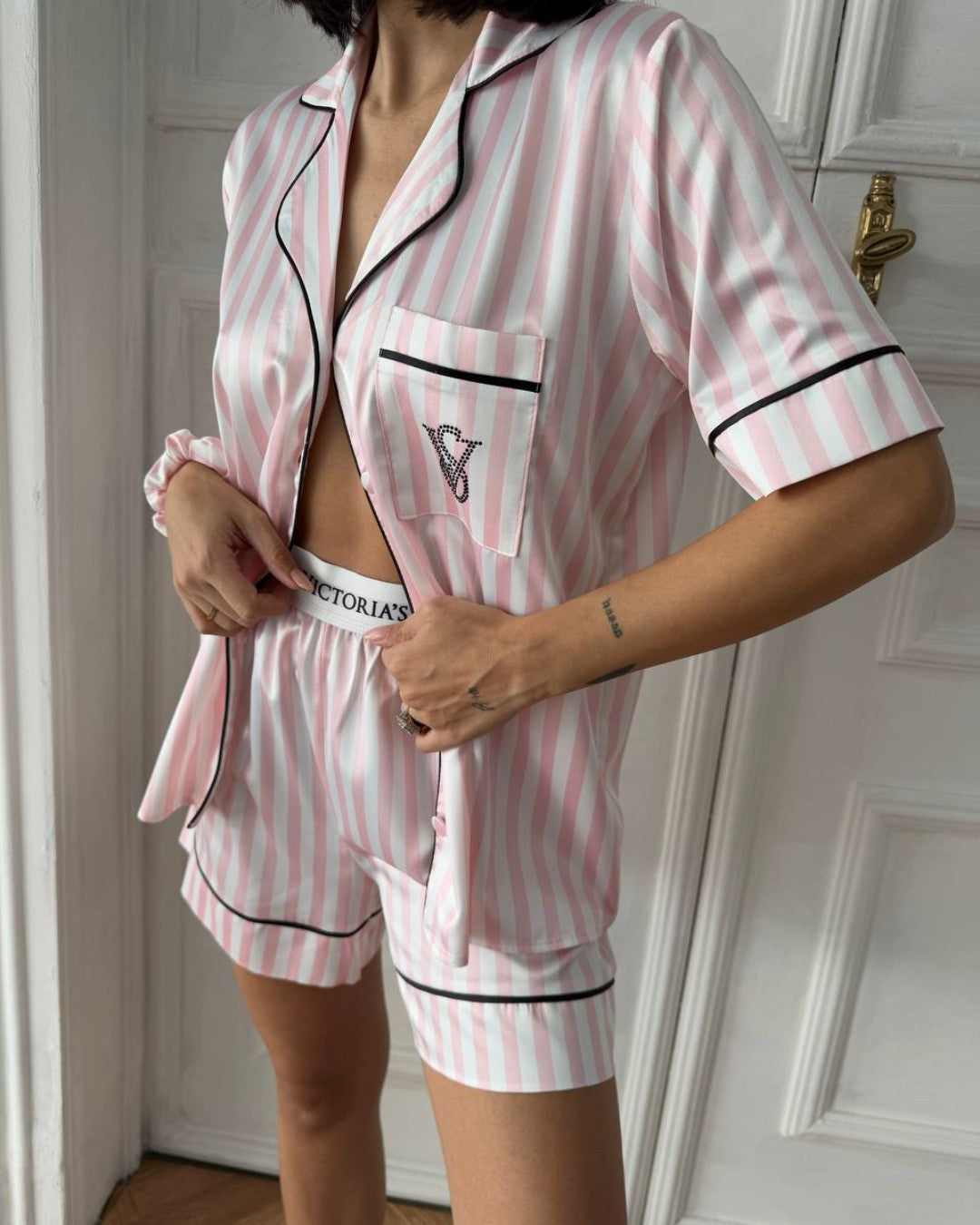 VS Pink Satin Pajama Set