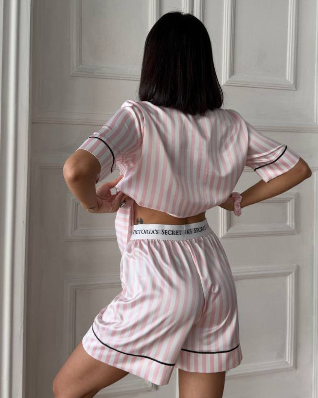 VS Pink Satin Pajama Set