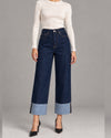 Wide-Leg Cuffed Denim